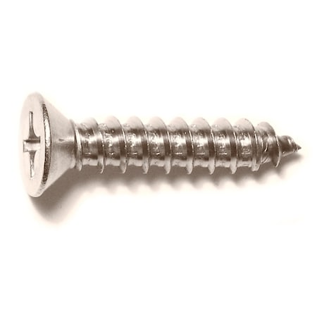 Sheet Metal Screw, #14 X 13, 18-8 Stainless Steel Flat Head Phillips Drive, 12 PK